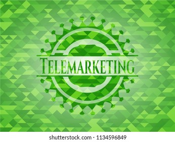 Telemarketing green mosaic emblem