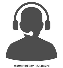 Telemarketing icon from Commerce Set. Vector style: flat symbol, gray color, rounded angles, white background.