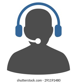 Telemarketing icon from Commerce Set. Vector style: bicolor flat symbol, cobalt and gray colors, rounded angles, white background.