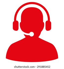 Telemarketing icon from Commerce Set. Vector style: flat symbol, red color, rounded angles, white background.