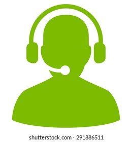 Telemarketing icon from Commerce Set. Vector style: flat symbol, eco green color, rounded angles, white background.