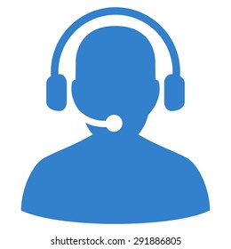 Telemarketing icon from Commerce Set. Vector style: flat symbol, cobalt color, rounded angles, white background.