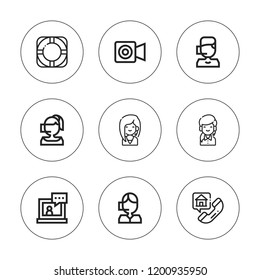 Telemarketing Icon Set. Collection Of 9 Outline Telemarketing Icons With Call Center, Facetime Icons. Editable Icons.