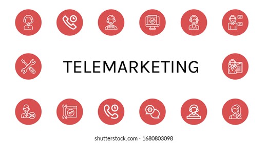 telemarketing icon set. Collection of Customer service agent, Technical Support, Customer service, Service, Support, Operator, Support services, Receptionist, Assistant icons