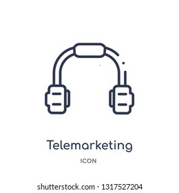 telemarketing icon from technology outline collection. Thin line telemarketing icon isolated on white background.