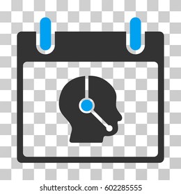 Telemarketing Operator Calendar Day icon. Vector illustration style is flat iconic bicolor symbol, blue and gray colors, transparent background. Designed for web and software interfaces.