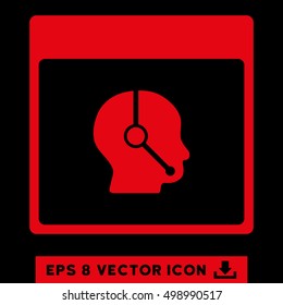 Telemarketing Operator Calendar Page icon. Vector EPS illustration style is flat iconic symbol, red color.