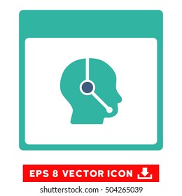 Telemarketing Operator Calendar Page icon. Vector EPS illustration style is flat iconic bicolor symbol, cobalt and cyan colors.
