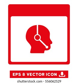 Telemarketing Operator Calendar Page icon. Vector EPS illustration style is flat iconic symbol, red color.
