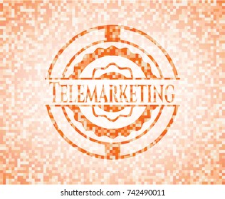 Telemarketing orange mosaic emblem