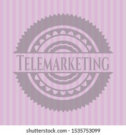 Telemarketing pink emblem. Vector Illustration. Detailed.