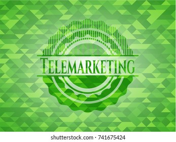 Telemarketing realistic green mosaic emblem