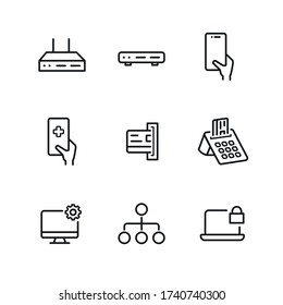 telematics pharmacy icon set - vector of telematics system -  online and tele medicine concept - Icon set