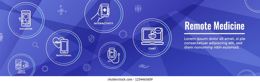 Telemedicine abstract idea - icons illustrating remote health and software