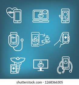 Telemedicine abstract idea - icons illustrating remote health and software