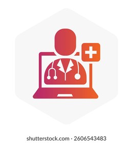 Telemedicine Application Icon representing remote medical service and healthcare support. Remote Consultation, E-Health Service