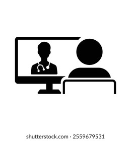 Telemedicine black and white symbol and clip art design