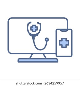 Telemedicine Blue Icon Vector Illustration