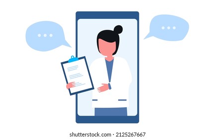 Telemedicine Concept digital display technology screen. human hand holding smartphone screen with doctor Give advice and consult about drug use with patients.
