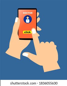 telemedicine concept, human hand holding smartphone using app for video call, healthcare or online consultation with doctor