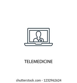 telemedicine concept line icon. Simple element illustration. telemedicine concept outline symbol design. Can be used for web and mobile UI/UX