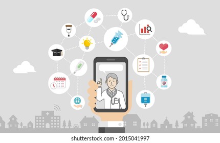 Telemedicine concept vector banner illustration