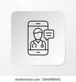 Telemedicine Consultation Icon, Minimalist Vector and Medicine Symbol