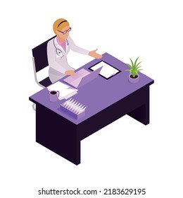 Telemedicine digital health glow isometric composition with isolated remote medical aid images vector illustration