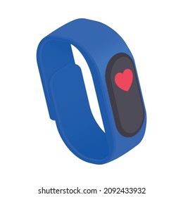 Telemedicine digital health isometric composition with isolated image of wearable bracelet with heart icon vector illustration