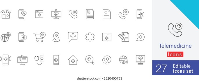 Telemedicina editável esboço ícone arte