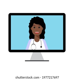 Telemedicine Flat Illustration Concept, Isolated On White Background. Online Medical Consultation And Support, Illustration Of Medical Service. 