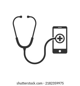 Telemedicine graphic icon. Medical consultation online symbol. Medical care by mobile phone sign isolated on white background. Vector illustration