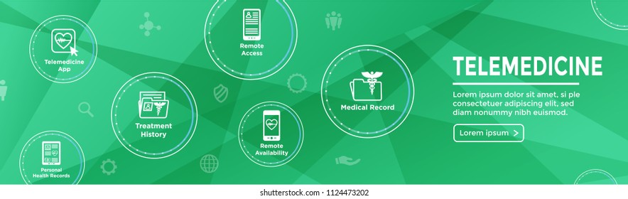 Telemedicine Header Banner For Web - Icon Set W Telehealth, Ehr, Phr, Emr