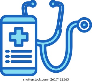 Telemedicine Icon Blue Vector Illustration