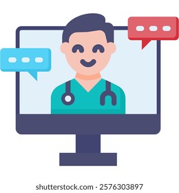 Telemedicine Icon Flat Vector Illustration