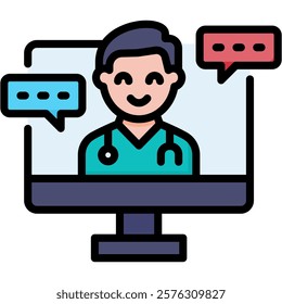 Telemedicine Icon Lineal Color Vector Illustration