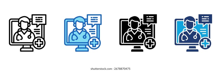 Telemedicine icon Multi Style Vector Illustration