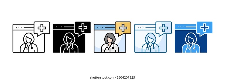 Telemedicine Icon Set Multiple Style Collection