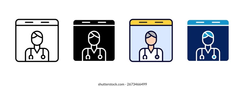 Conjunto de ícones da telemedicina Coleção de estilos múltiplos