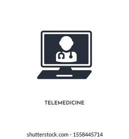 telemedicine icon. simple element illustration. isolated trendy filled telemedicine icon on white background. can be used for web, mobile, ui.