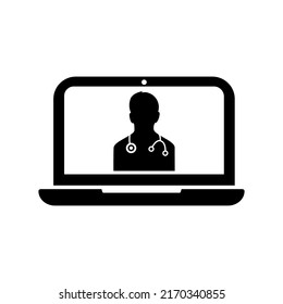 Telemedicine Icon, Video Call Icon, Doctor And Patient Icon Blue Version