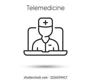 Telemedicine line icon. Online doctor sign. Medical health care symbol. Illustration for web and mobile app. Line style online telemedicine consultation icon. Editable stroke remote doctor. Vector