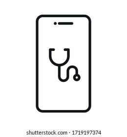 Telemedicine Line Web Icon, Online Medical Icon,  - Editable Stroke Vector