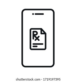 Telemedicine Line Web Icon, Online Prescription Icon,  - Editable Stroke Vector