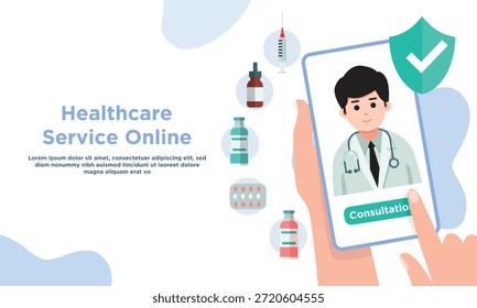 Interfaz de App móvil de telemedicina que muestra la consulta médica en línea