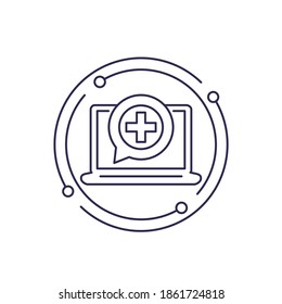 Telemedicine, Online Medical Consultation Line Icon