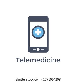 Telemedicine phone icon w healthcare or medicine imagery showing medical record idea