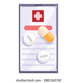 Telemedicine pills prescription icon. Cartoon of telemedicine pills prescription vector icon for web design isolated on white background