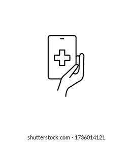 Telemedicine simple thin line icon vector illustration