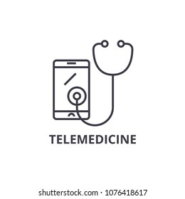 Telemedicine Thin Line Icon, Sign, Symbol, Illustation, Linear Concept, Vector 